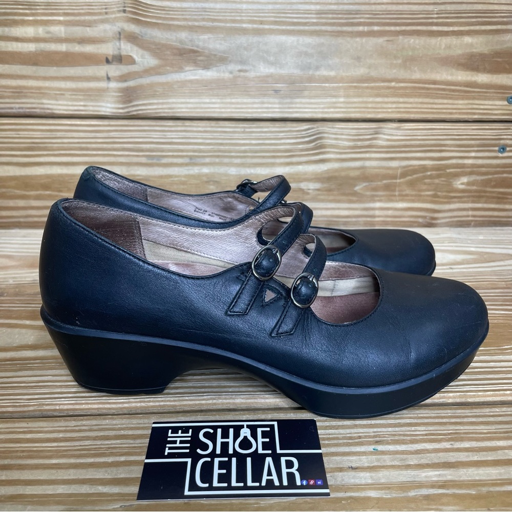Dansko Womens 39 Mary Jane Black Leather Comfort Shoes Adjustable Low Heel